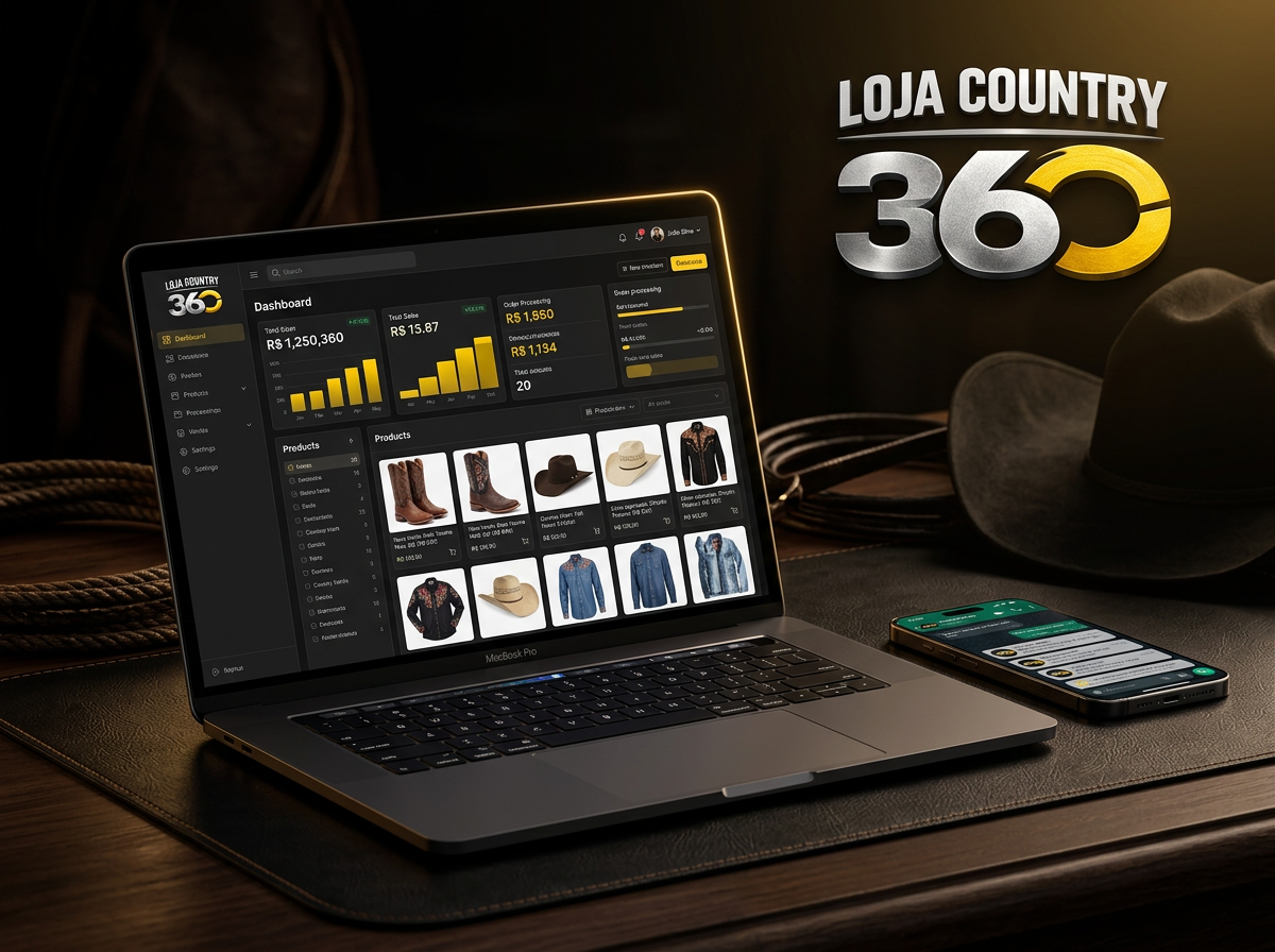 Método Loja Country 360 — dashboard de ecommerce country com logo